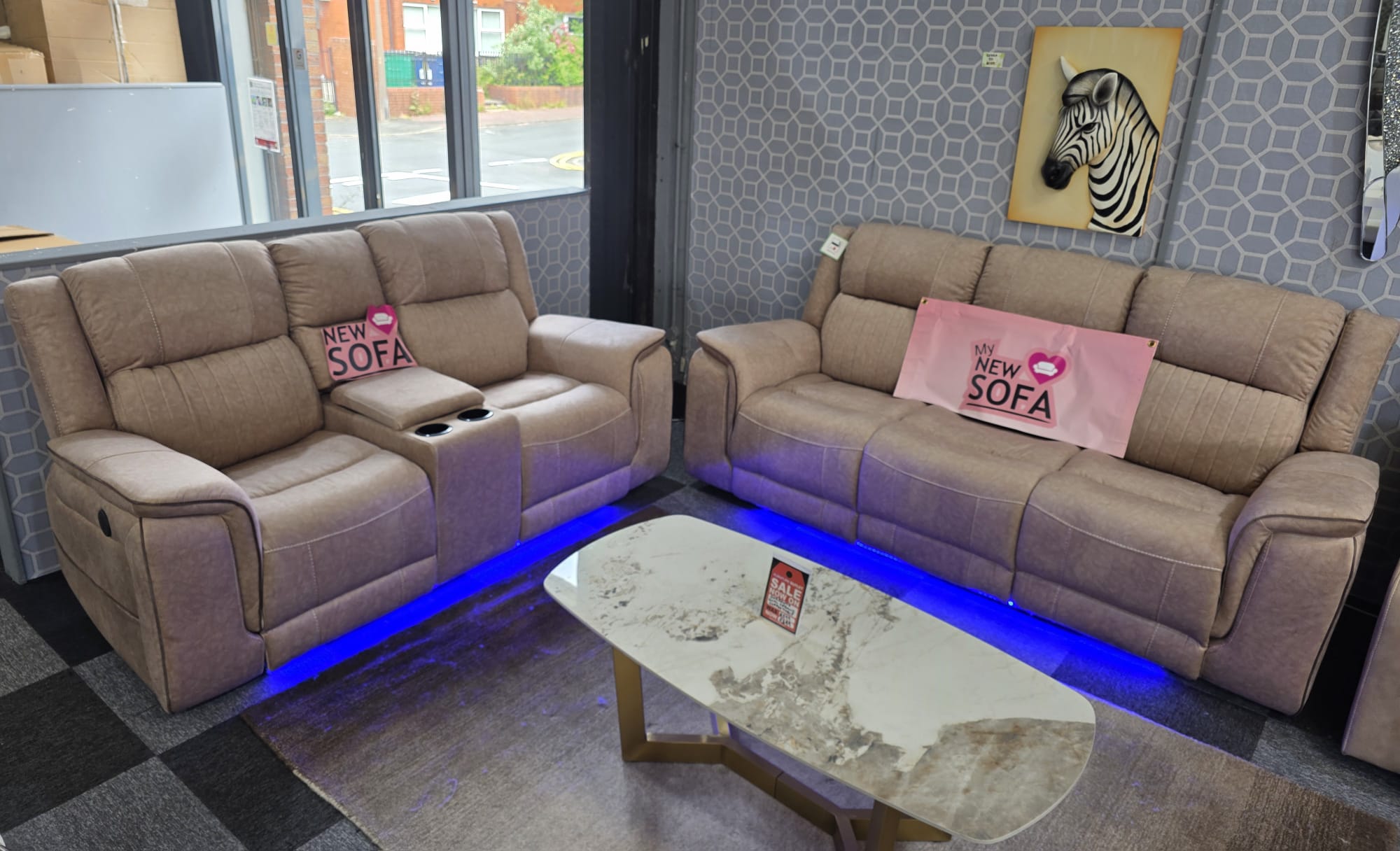 Hannah Electric Recliner 3+2 Sofa Micro Fibre Fabric - MNS (MY NEW SOFA) LTD