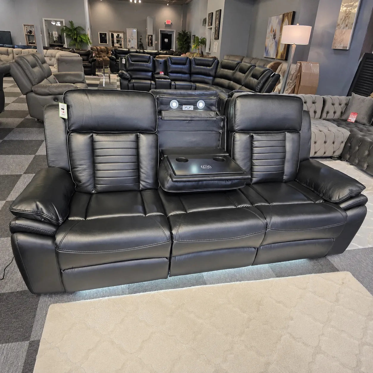 Sevilla 3+2 Leather Electric Recliner Sofa USB Type-C LED Cupholders Wireless