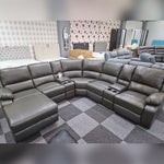 Load image into Gallery viewer, Madrid Leather Recliner Corner Sofa Grey - Envogue Furniture
