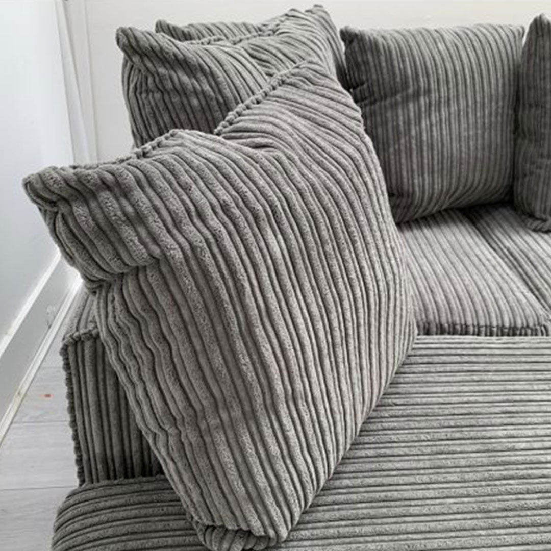 Dylan Jumbo Cord Corner Sofa Grey - Envogue Furniture