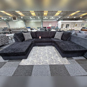 Bishop U Shape Sofa High Back In Black And Cream Colour - MNS (MY NEW SOFA) LTD