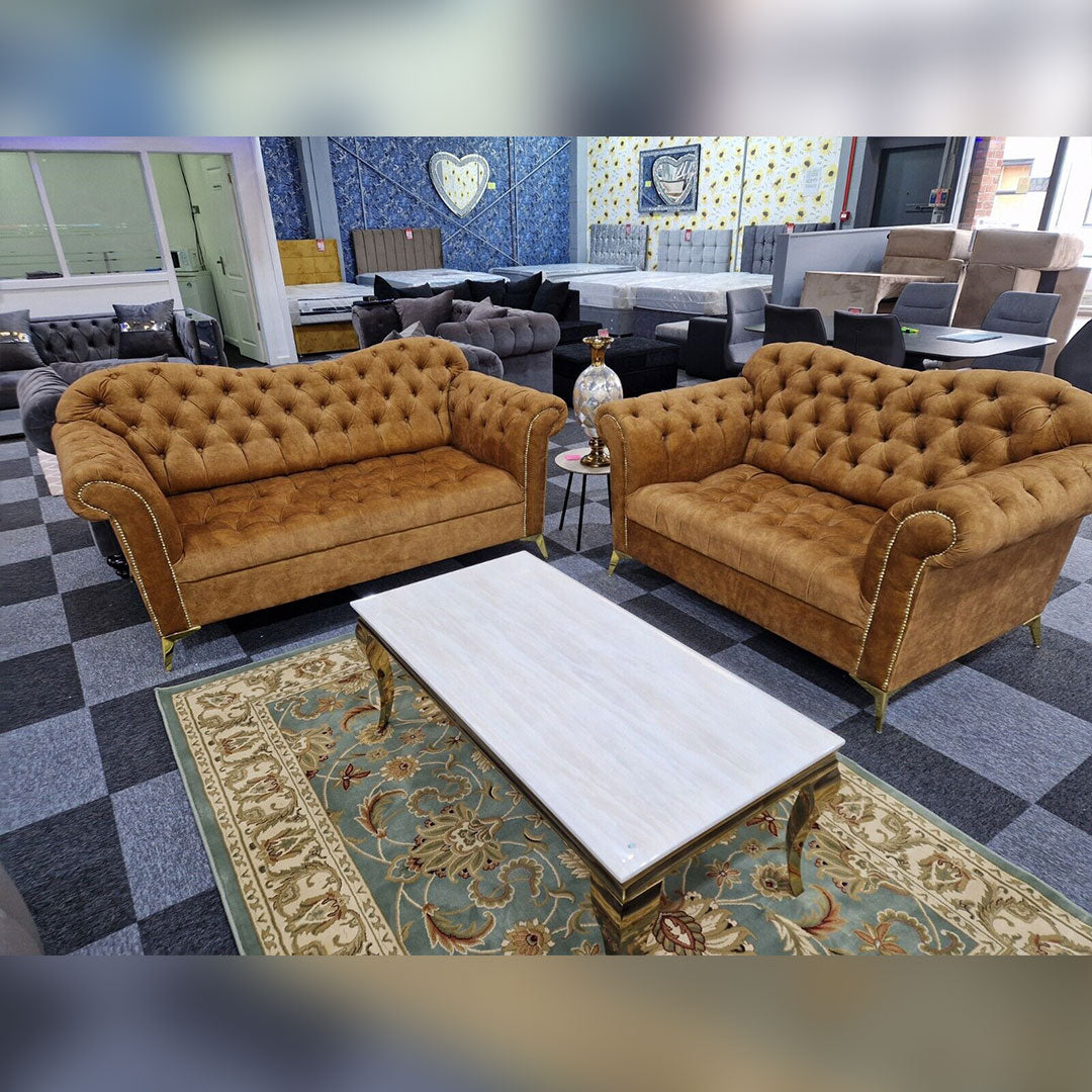 Elegance Chesterfield Sofa 3+2 GOLD MNS (MY NEW SOFA) LTD