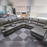 Load image into Gallery viewer, Madrid Leather Recliner Corner Sofa Grey - Envogue Furniture
