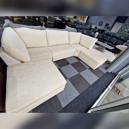 Bishop U Shape Sofa High Back In Black And Cream Colour - MNS (MY NEW SOFA) LTD