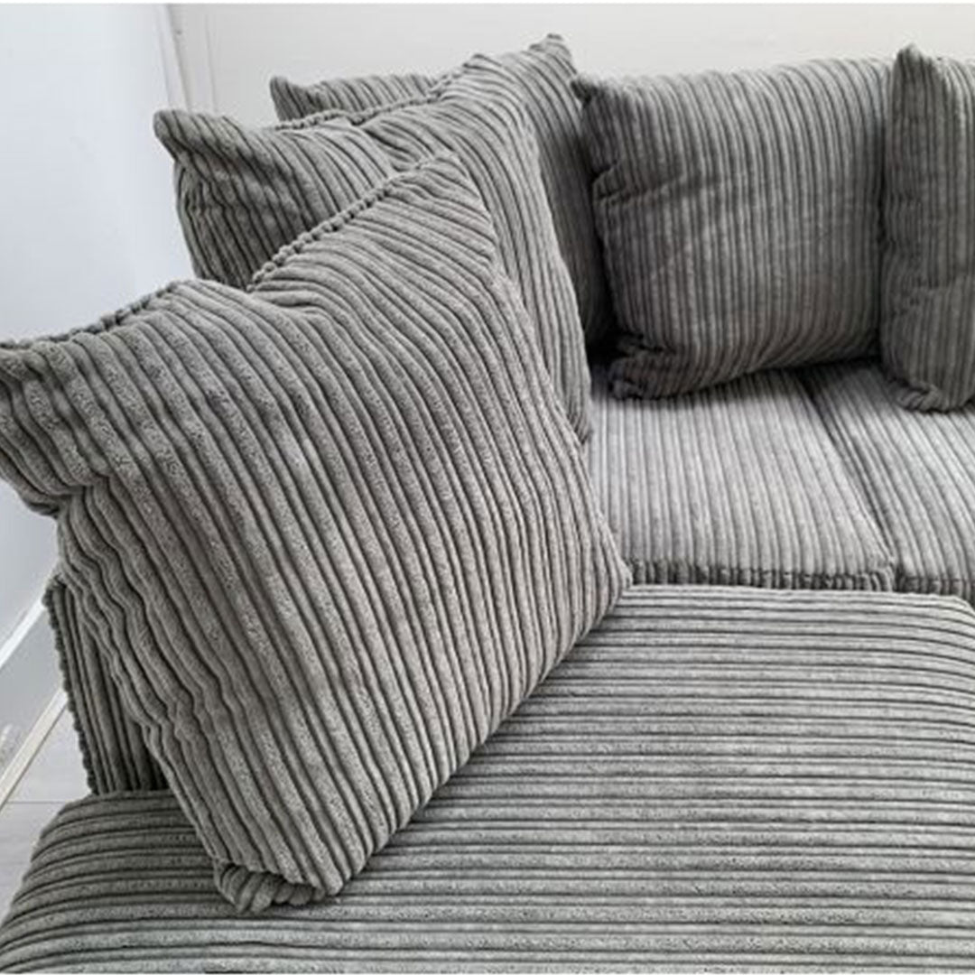 Dylan Jumbo Cord Corner Sofa Grey - Envogue Furniture