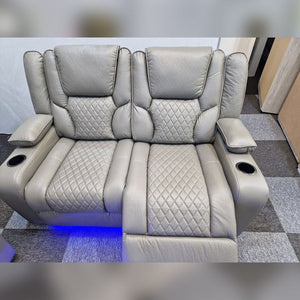 MNS Orlando Electric Recliners 3+2 Seater Leather Sofa (Black, Grey) /LED LIGHTS/WIRELESS CHARGER