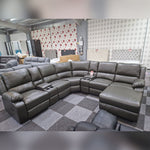 Load image into Gallery viewer, Madrid Leather Recliner Corner Sofa Grey - Envogue Furniture
