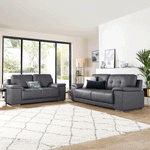 Load image into Gallery viewer, Kansas Leather Sofa Grey - Envogue Furniture
