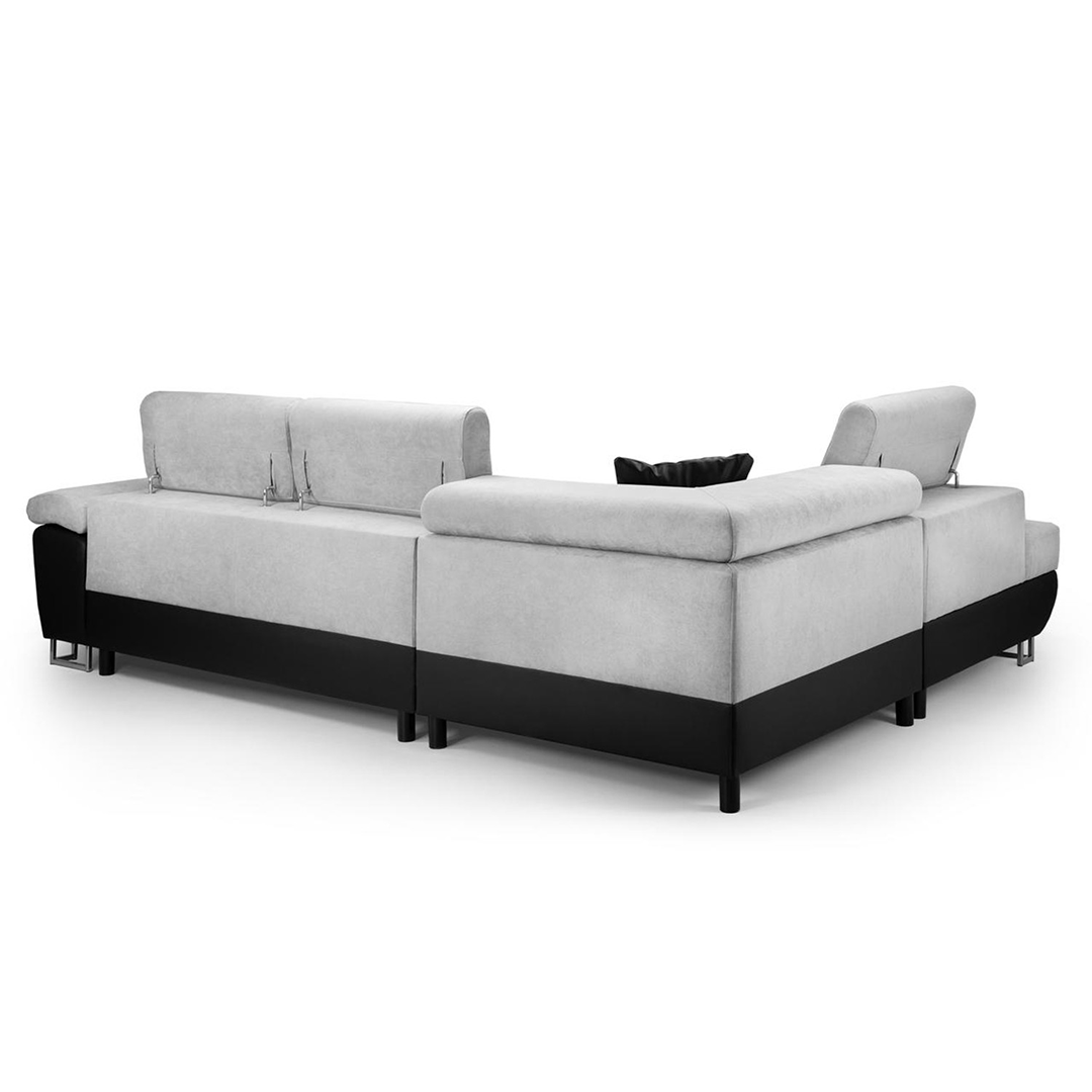 Anton Sofabed Corner Sofa Bed With Storage Box Grey-Black - Envogue Furniture