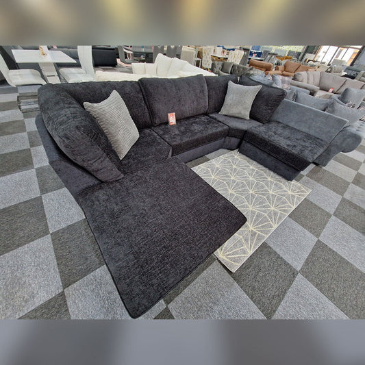 Bishop U Shape Sofa High Back In Black And Cream Colour - MNS (MY NEW SOFA) LTD