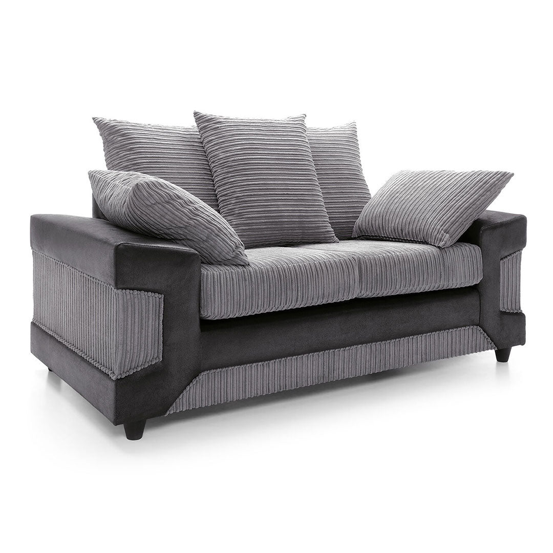 sleepkings Dino 3 Seater 2 Seater Upholstered Combination Fabric Black Grey (Black & Grey, 3+2 Seater Set)