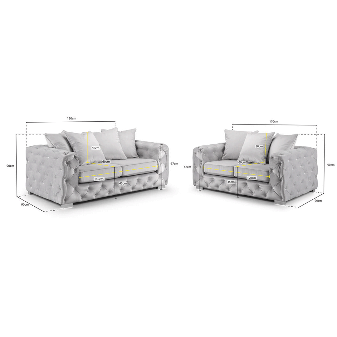 Ashton 3+2 Seater Sofa Silver - Envogue Furniture