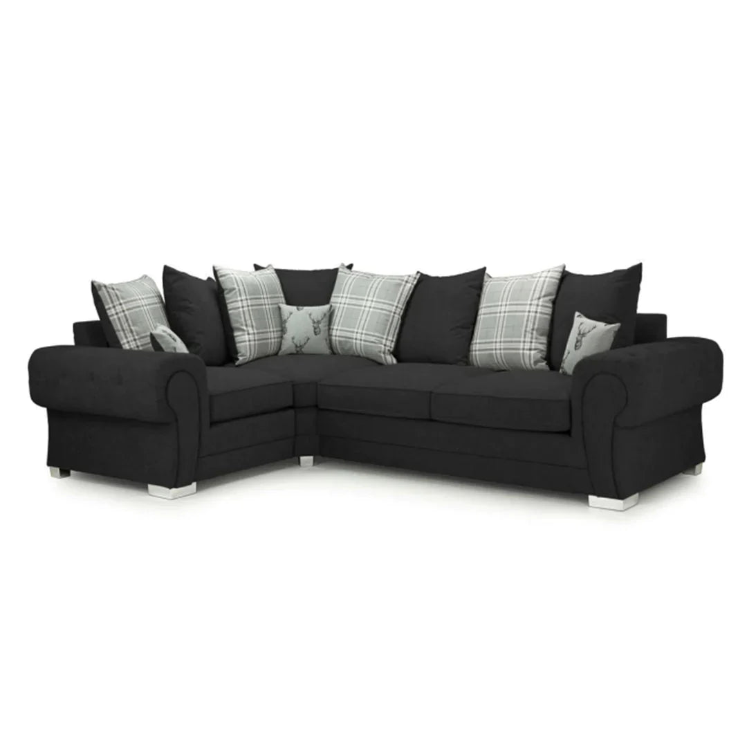 Verona Scatter back 4 seater sofa Black Right and Left Hand Facing Corner