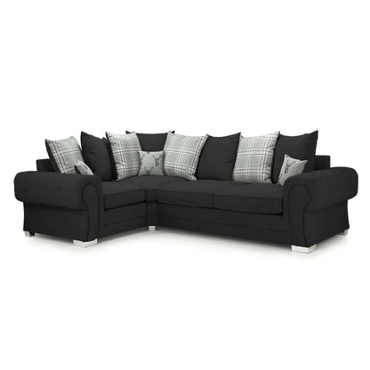 Verona Scatter back 4 seater sofa Black Right and Left Hand Facing Corner