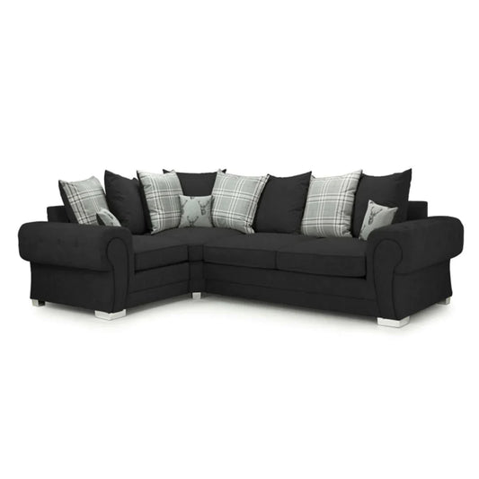 Verona Scatter back 4 seater sofa Black Right and Left Hand Facing Corner