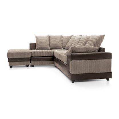 Amazing Sofas NEW LARGE DINO CORNER SOFA JUMBO CORD BEIGE BROWN  LEFT OR RIGHT - MNS (MY NEW SOFA) LTD