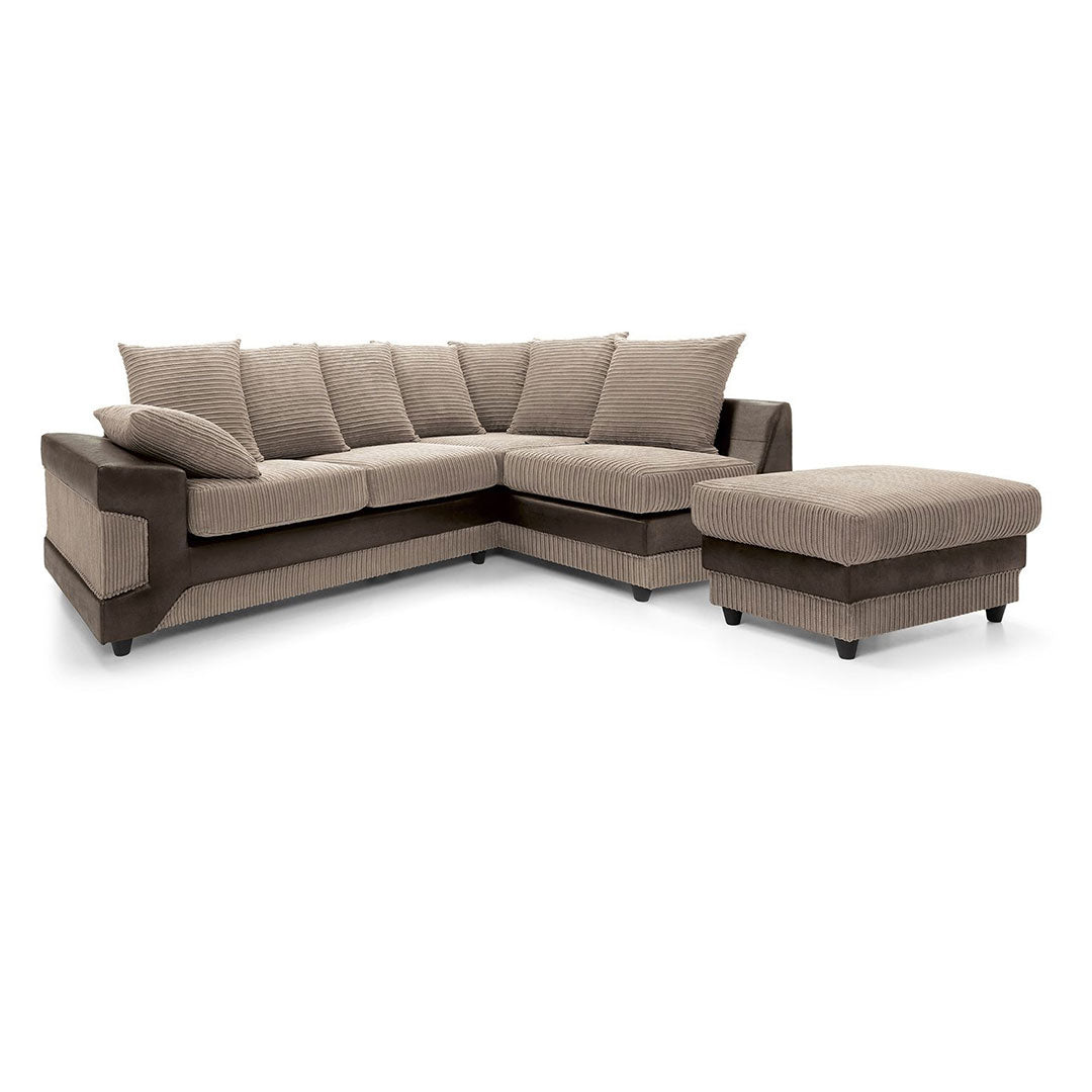 Amazing Sofas NEW LARGE DINO CORNER SOFA JUMBO CORD BEIGE BROWN  LEFT OR RIGHT - MNS (MY NEW SOFA) LTD