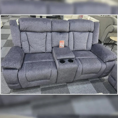 Beunis Aire 3 + 2 Plush Velvet Charcoal Dark Grey Manual Recliner Sofa Set.