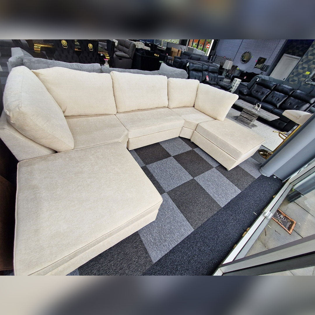 Bishop U Shape Sofa High Back In Black And Cream Colour - MNS (MY NEW SOFA) LTD