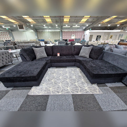 Bishop U Shape Sofa High Back In Black And Cream Colour - MNS (MY NEW SOFA) LTD