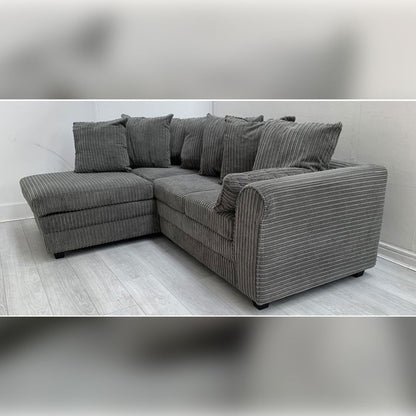 Dylan Jumbo Cord Corner Sofa Grey - Envogue Furniture