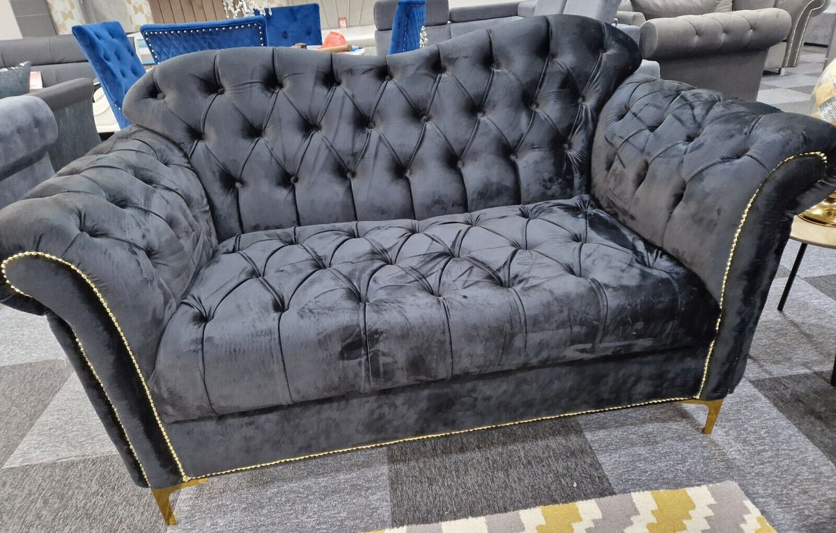 Elegance Chesterfield Sofa 3+2 Black - MNS (MY NEW SOFA) LTD