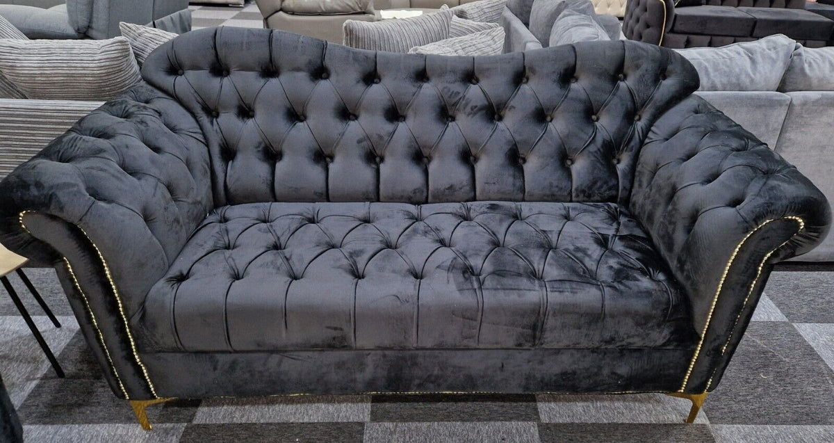 Elegance Chesterfield Sofa 3+2 Black - MNS (MY NEW SOFA) LTD