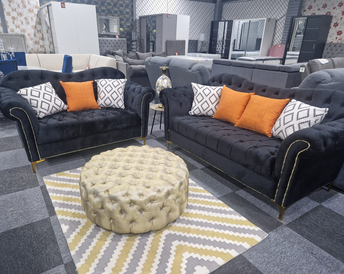 Elegance Chesterfield Sofa 3+2 Black - MNS (MY NEW SOFA) LTD