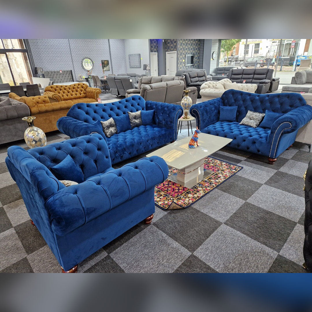 Elegance Chesterfield Sofa 3+2 BLUE 