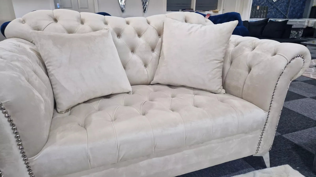 Elegance Chesterfield Sofa 3+2 Cream - MNS (MY NEW SOFA) LTD