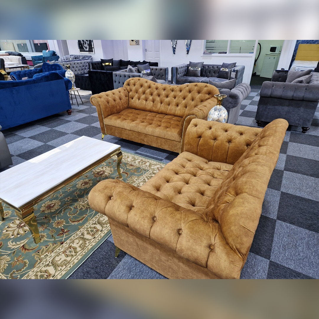 Elegance Chesterfield Sofa 3+2 GOLD 
