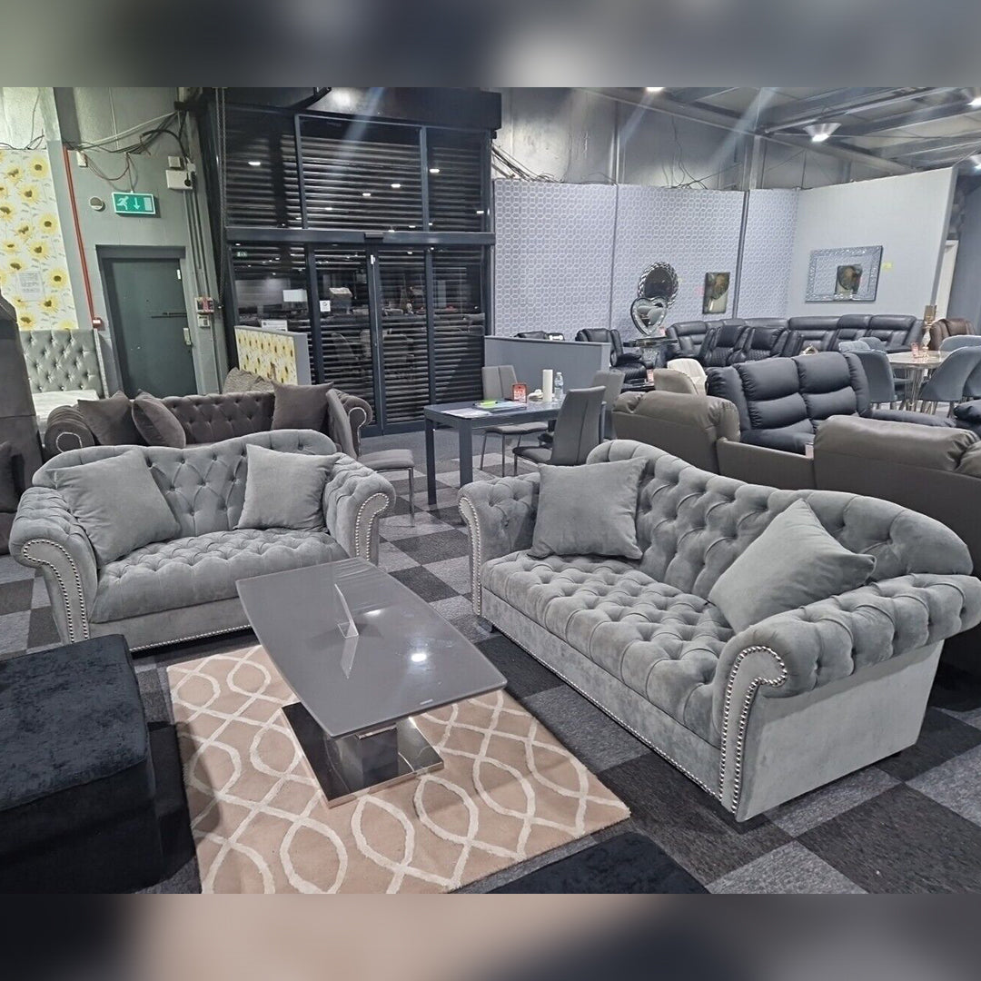 Elegance Chesterfield Sofa 3+2 GREY - MNS (MY NEW SOFA) LTD