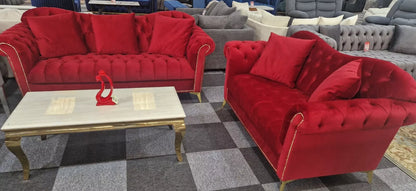 Elegance Chesterfield Sofa 3+2 Red - MNS (MY NEW SOFA) LTD