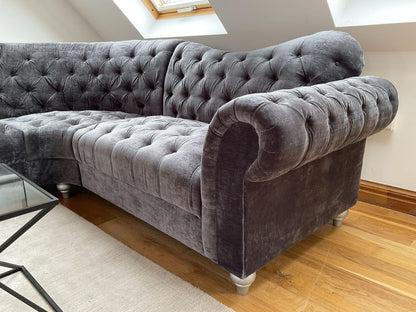 Elegance Chesterfield High Back Corner Grey Sofa
