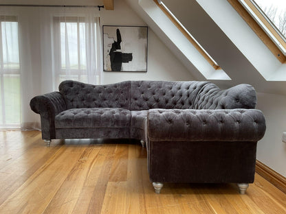 Elegance Chesterfield High Back Corner Grey Sofa