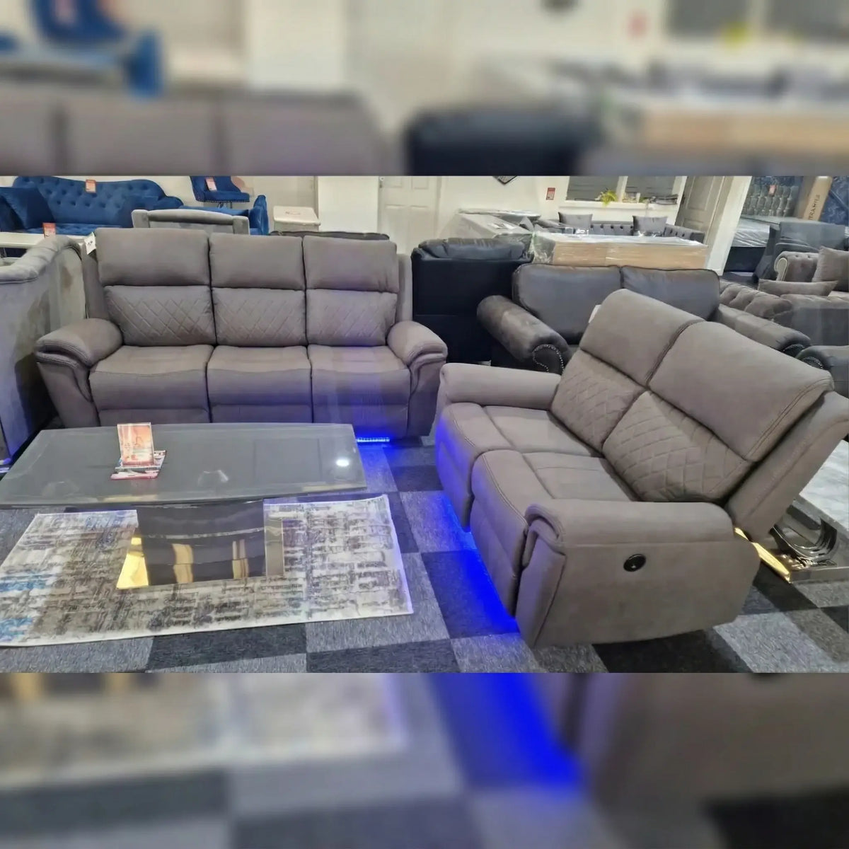 Florence Electric Recliner Sofa Set 3+2+1 Grey Fabric