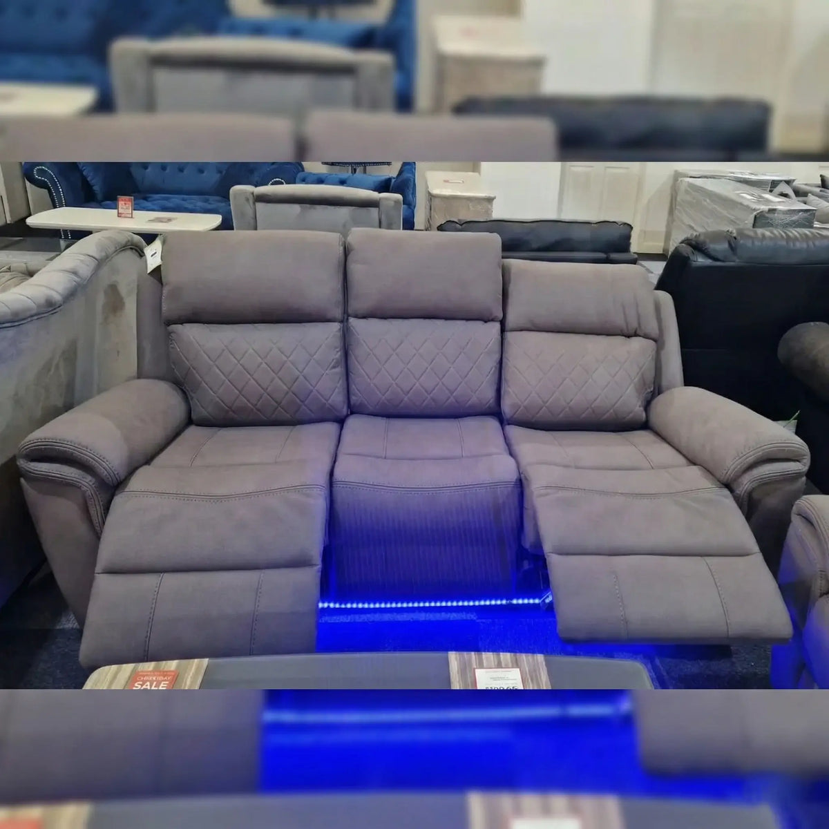 Florence Electric Recliner Sofa Set 3+2+1 Grey Fabric