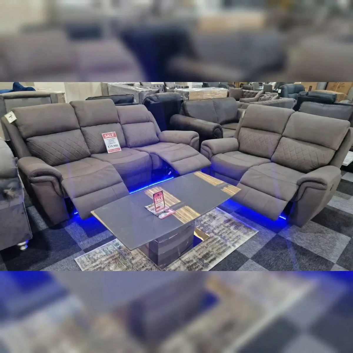 Florence Electric Recliner Sofa Set 3+2+1 Grey Fabric