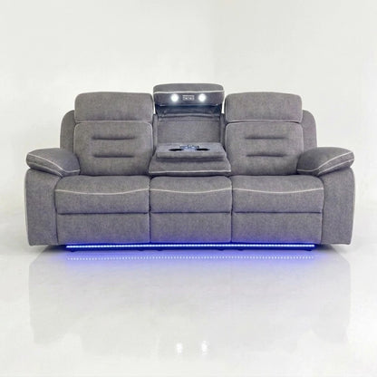 Hafsa Music 3+2 Grey OTE Fabric E/ R Sofa Set , USB, LED, Bluetooth.