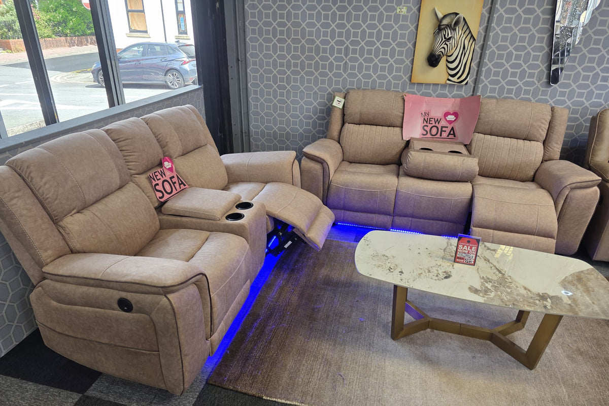 Hannah Electric Recliner 3+2 Sofa Micro Fibre Fabric - MNS (MY NEW SOFA) LTD