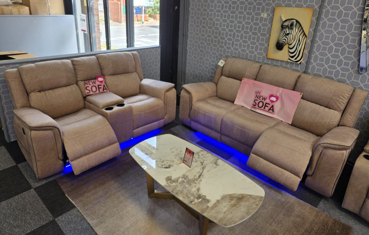 Hannah Electric Recliner 3+2 Sofa Micro Fibre Fabric - MNS (MY NEW SOFA) LTD