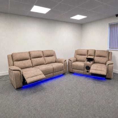Hannah Electric Recliner Sofa Set 3+2 Seater with Bluetooth Speakers | Microfiber Fabric Sofa