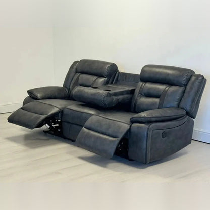 Nova Electric Recliner Leather Sofa - 3+2 Seater With Dual Power Recliners, Console & Cup Holders – Modern Style