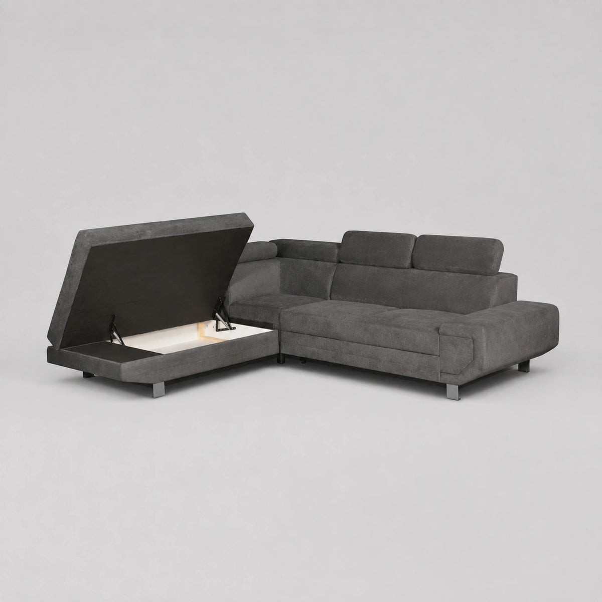MNS Artic Left Hand Facing Corner Sofa Bed With Storage Box - Grey