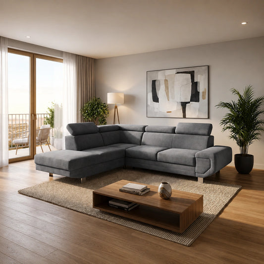 MNS Artic Left Hand Facing Corner Sofa Bed With Storage Box - Grey