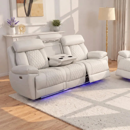 MNS Carlisle 3+2 Seater Leather Recliner Sofa Set with LED Lights & USB