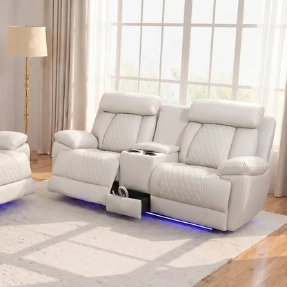 MNS Carlisle 3+2 Seater Leather Recliner Sofa Set with LED Lights & USB