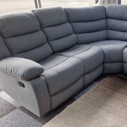 Close-up of the Roma soft fabric upholstery in grey