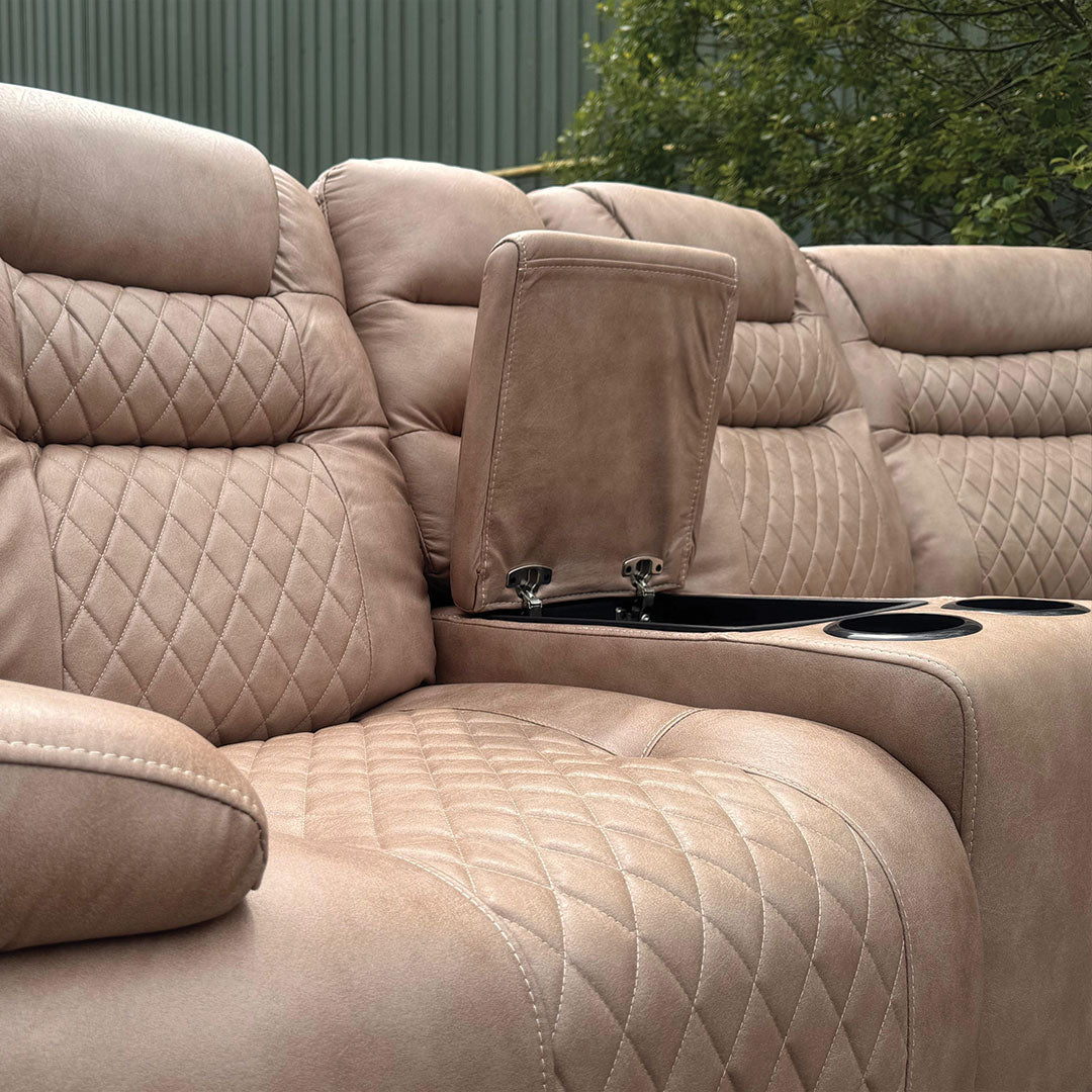 Halifax Leather Electric Recliner Corner Sofa Black -USB Ports