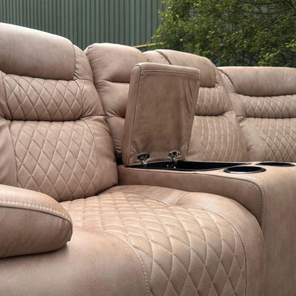 Halifax Leather Electric Recliner Corner Sofa Black -USB Ports